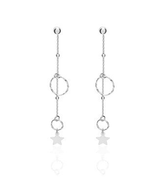 Sterling Silver Star Chain Drop Earrings