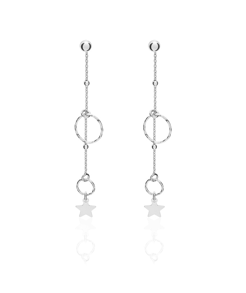 Sterling Silver Star Chain Drop Earrings