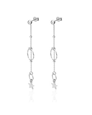 Sterling Silver Star Chain Drop Earrings