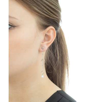 Sterling Silver Star Chain Drop Earrings