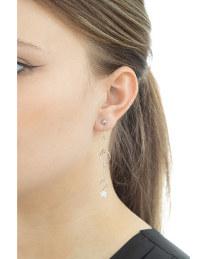 Sterling Silver Star Chain Drop Earrings