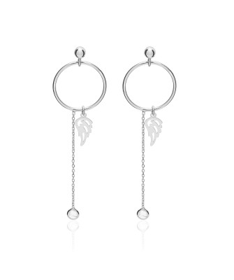 Sterling Silver Angel Wing Drop Earrings with Zirconia