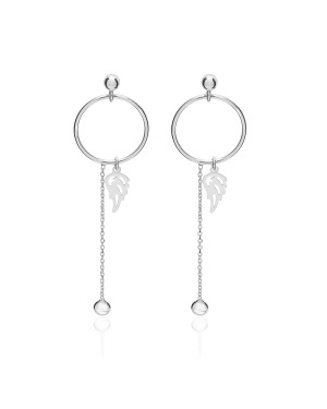 Sterling Silver Angel Wing Drop Earrings with Zirconia