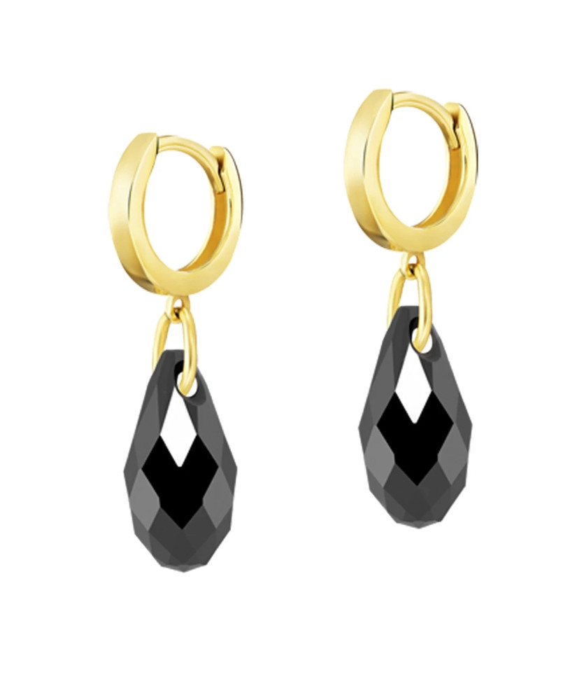 Gold earrings Wind made with Swarovski Crystal 14k