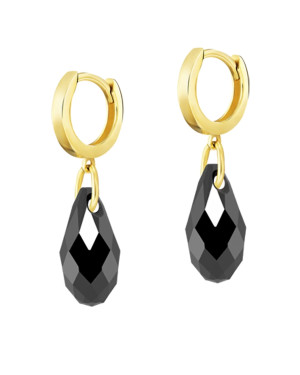 Gold earrings Wind made with Swarovski Crystal 14k