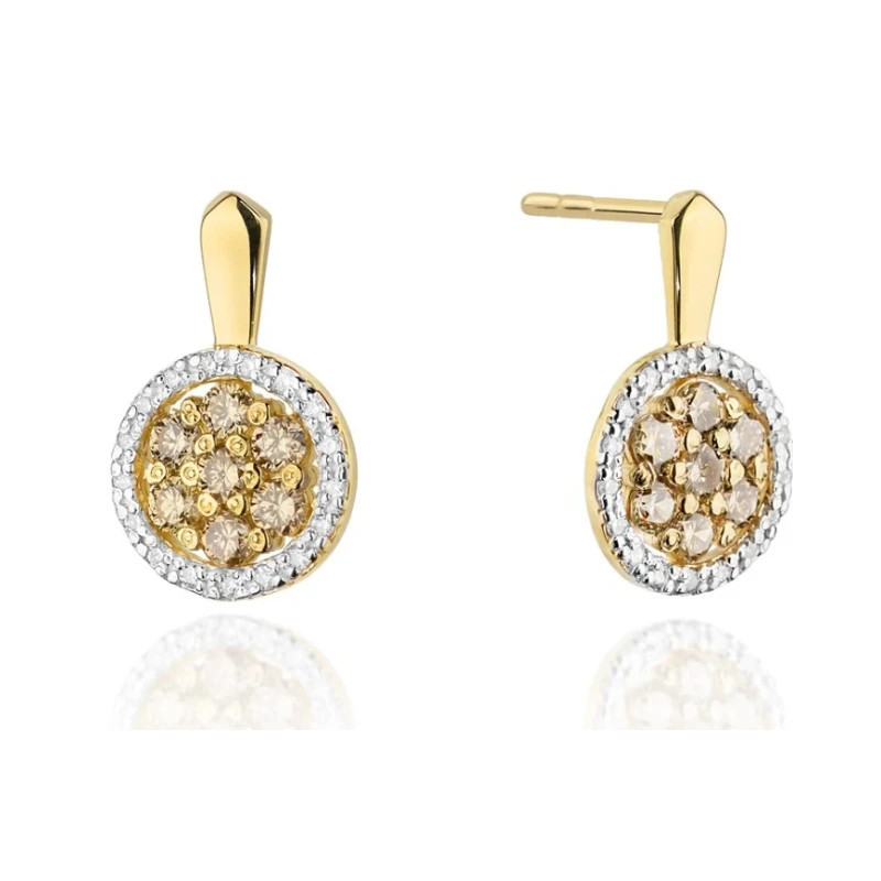 585 gold hoop earrings with 0.70 ct brown diamonds GoldJewellery