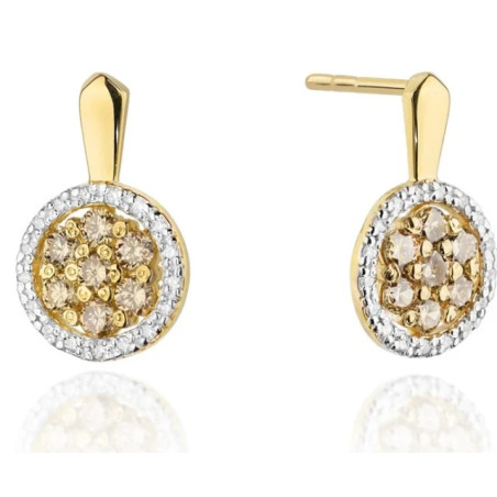 585 gold hoop earrings with 0.70 ct brown diamonds GoldJewellery