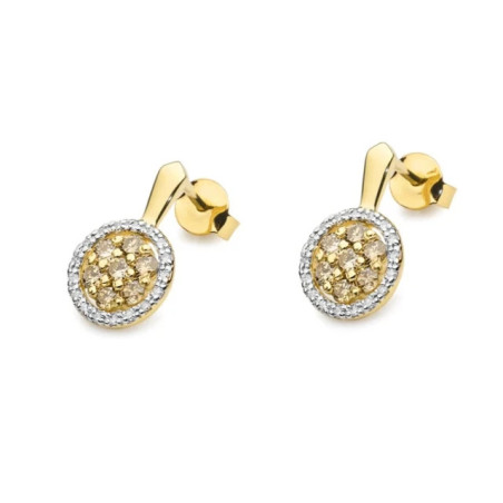 585 gold hoop earrings with 0.70 ct brown diamonds GoldJewellery