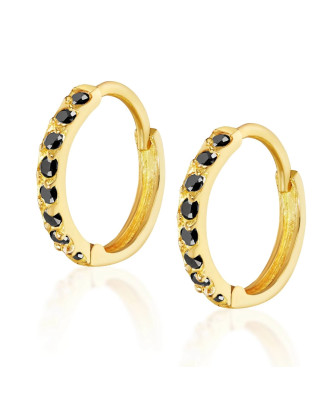 Gold earrings black zirconia 8k