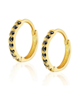 Gold earrings black zirconia 8k