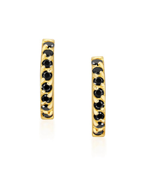 Gold earrings black zirconia 8k