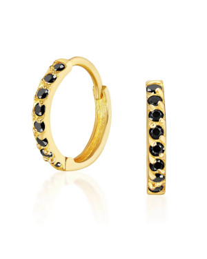 Gold earrings black zirconia 8k