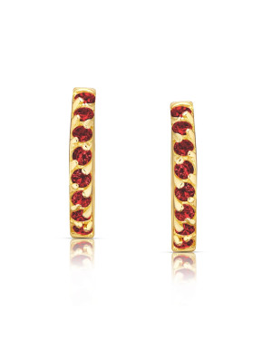 Gold earrings for a girl red zircons 8k