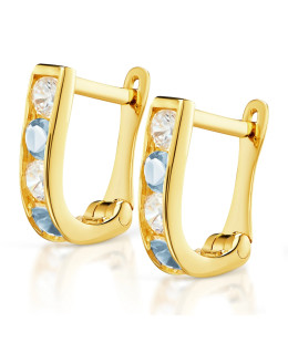 Earrings with blue and white cubic zirconia for communion 8k test