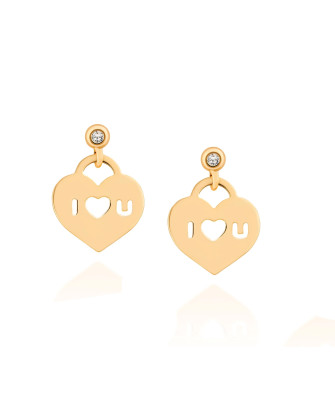 Heart earrings ILOVEU rose gold 14k