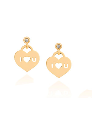 Heart earrings ILOVEU rose gold 14k