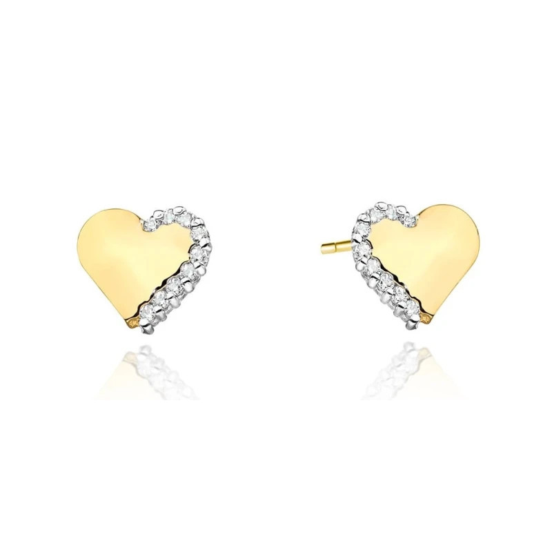585 gold heart earrings with a 0.10ct diamond GoldJewellery 585 gold heart earrings with a 0.10ct diamond GoldJewellery