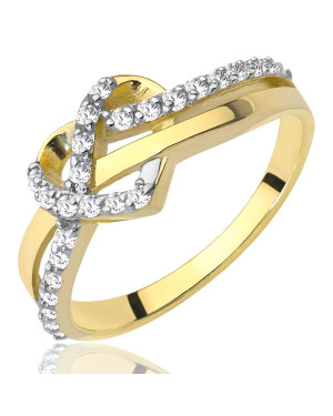 Engagement ring with heart 14k with cubic zirconia