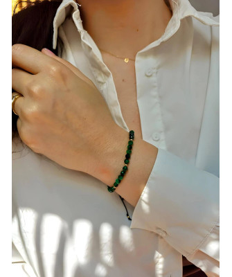 Gold string bracelet for the hand Circle with heart