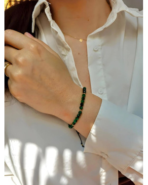 Gold string bracelet for the hand Circle with heart