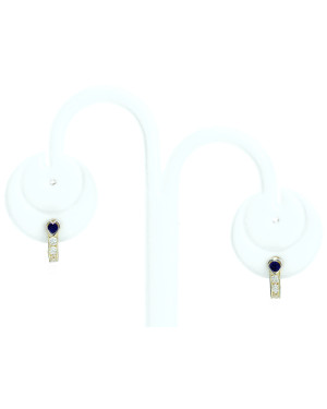 Earrings for a girl blue heart gold 8k test