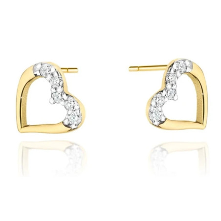 585 gold heart earrings with a 0.08ct diamond GoldJewellery