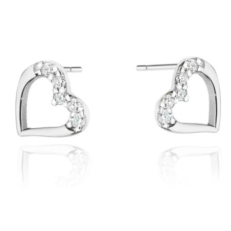 585 gold heart earrings with a 0.08ct diamond GoldJewellery