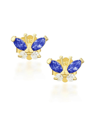 Sapphire butterfly gold earrings