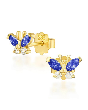 Sapphire butterfly gold earrings