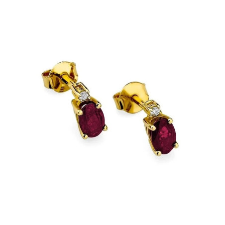 585 gold earrings with ruby ​​and diamonds 1.20 ct | GoldJewellery