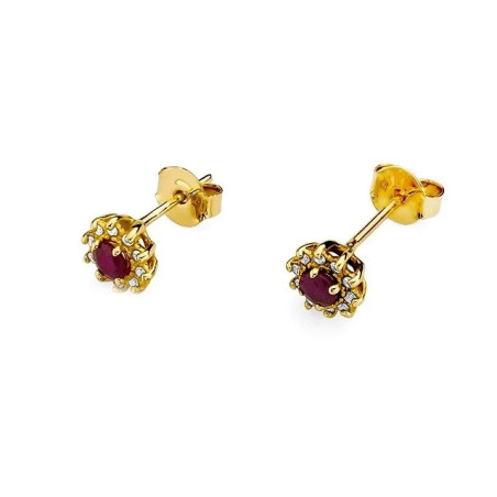 585 gold earrings with ruby ​​and diamonds 0.30 ct | GoldJewellery
