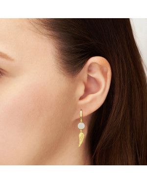 Gold earrings Pearl Angel Wing