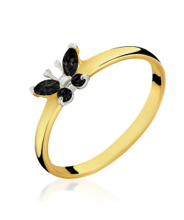 Ring with 14k black butterfly