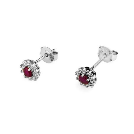 585 gold earrings with ruby ​​and diamonds 0.30 ct | GoldJewellery