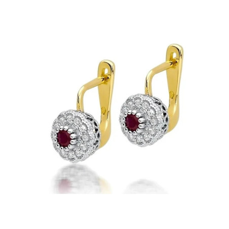585 gold earrings with ruby ​​and diamonds 0.30 ct | GoldJewellery