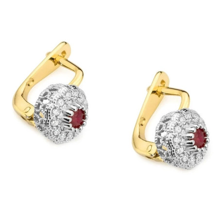 585 gold earrings with ruby ​​and diamonds 0.30 ct | GoldJewellery