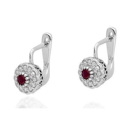 585 gold earrings with ruby ​​and diamonds 0.30 ct | GoldJewellery