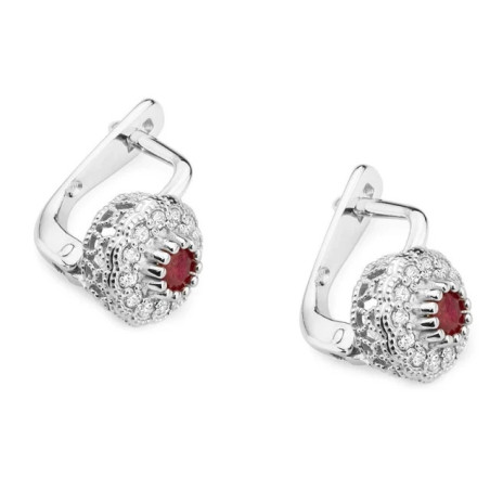 585 gold earrings with ruby ​​and diamonds 0.30 ct | GoldJewellery