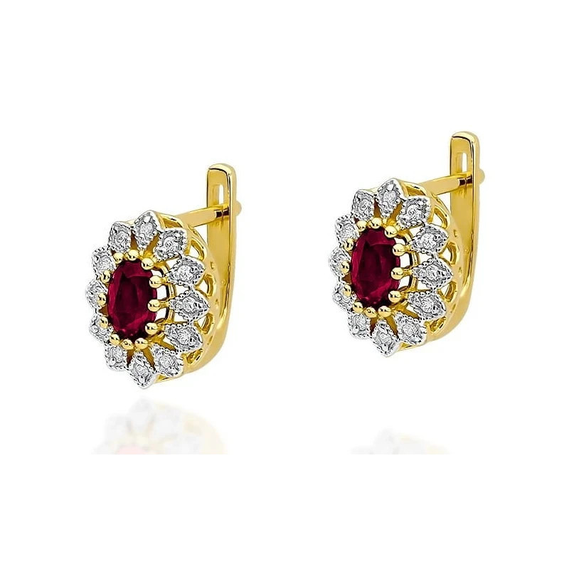 585 gold earrings with ruby and diamonds 1.20 ct | GoldJewellery 585 gold earrings with ruby and diamonds 1.20 ct | GoldJewellery