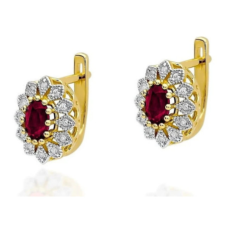 585 gold earrings with ruby ​​and diamonds 1.20 ct | GoldJewellery