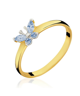 14k blue butterfly ring
