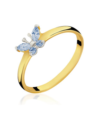 14k blue butterfly ring