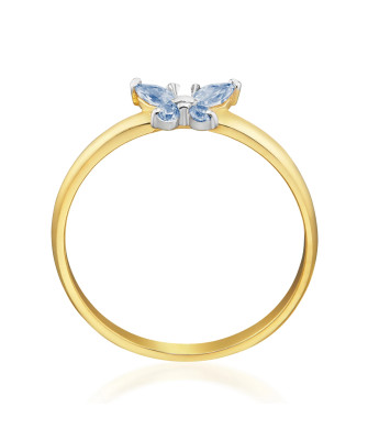 14k blue butterfly ring