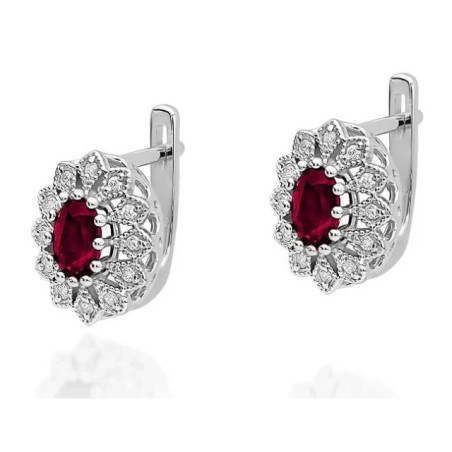 585 gold earrings with ruby ​​and diamonds 1.20 ct | GoldJewellery