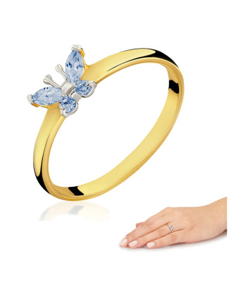 14k blue butterfly ring
