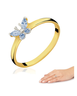 14k blue butterfly ring