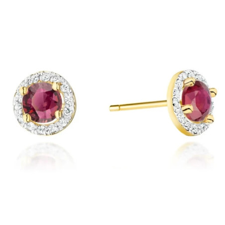 585 gold earrings with ruby ​​and diamonds 1.20 ct | GoldJewellery
