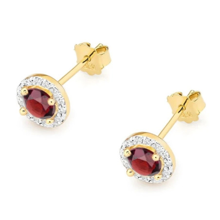 585 gold earrings with ruby ​​and diamonds 1.20 ct | GoldJewellery