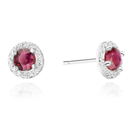 585 gold earrings with ruby ​​and diamonds 1.20 ct | GoldJewellery
