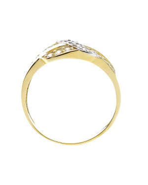 Wide ring interwoven pattern zirconia 14k